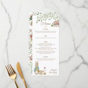 Menu Classic Peter le lapin Beatrix Potter Baby Showe