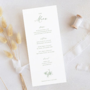 Menu Classic Victorian Sage Green Toile Mariage