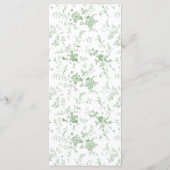 Menu Classic Victorian Sage Green Toile Mariage (Dos)