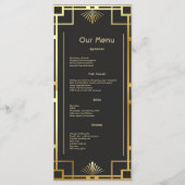 Menu Classique Art Déco Vintage Mariage Dîner Menu (Devant)