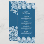 Menu Classique Broderie Blanche sur Fond Bleu (Devant / Derrière)