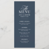 Menu Classique Luxe | Élégant Mariage Bleu Nuit (Devant)