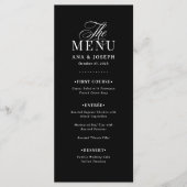 Menu Classique Luxe | Élégant Mariage Noir (Devant)