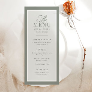 Menu Classique Luxe Élégante Bordure Vert Sauge Maria