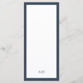 Menu Classique Luxe | Mariage à bordure bleu marine et (Dos)