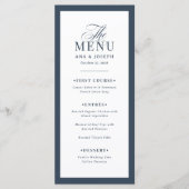 Menu Classique Luxe | Mariage à bordure bleu marine et (Devant)