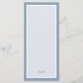 Menu Classique Luxe | Mariage à la bordure bleu poussié (Dos)