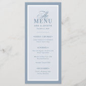 Menu Classique Luxe | Mariage à la bordure bleu poussié (Devant)
