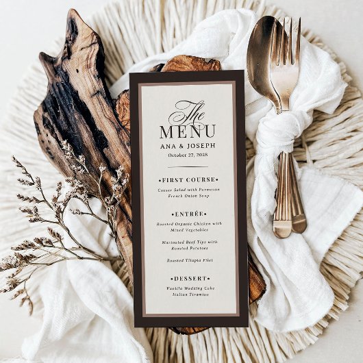 Menu Classique Luxe | Mariage avec une bordure neutre m
