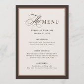 Menu Classique Luxe | Mariage Brun Neutre (Devant)