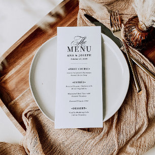 Menu Classique Luxe Mariage élégant noir et blanc