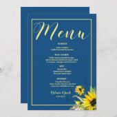 Menu classique mariage de tournesol bleu (Devant / Derrière)