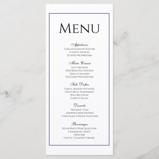 Menu classique Mariage noir et blanc (Devant)