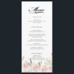 Menu classique Mariage rose<br><div class="desc">Conçu pour s'adapter à notre collection de mariage couleur pastel Classic Rose Floral, ce design à deux côtés présente un cadre floral et vos éléments de menu mariages. Personnalisez avec vos propres choix de repas et de couleurs.</div>