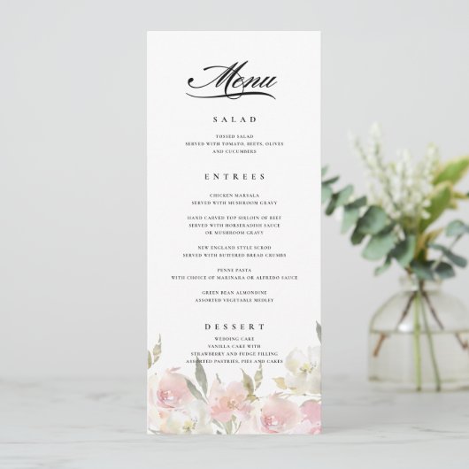 Menu classique Mariage rose (Debout devant)