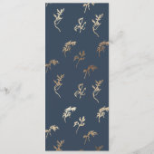 Menu classique marine or botanique motif crest Mariage