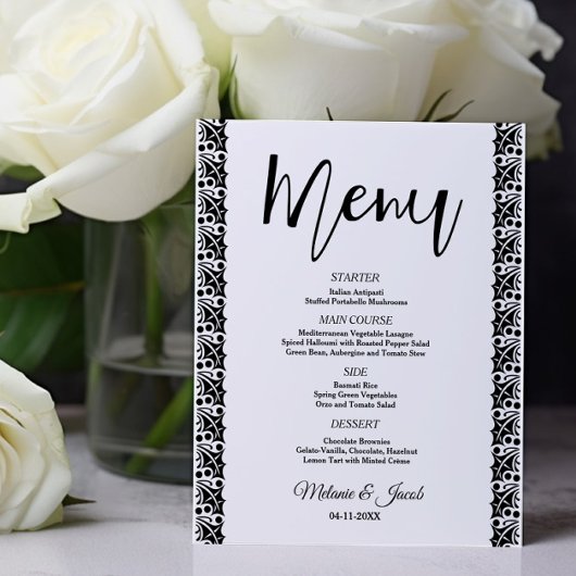 Menu classique minimaliste économique