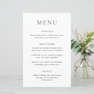 Menu classique Noir et Blanc élégant Mariage