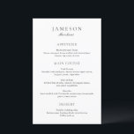Menu classique Noir et Blanc élégant Mariage<br><div class="desc">Un menu de mariage élégant,  au design simple et classique,  avec les détails de votre événement dans le serif traditionnel et les polices de script élégantes. Utilisez le modèle pour ajouter chaque nom d'invité.</div>