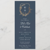 Menu classique or marine motif floral monogramme Mariag (Dos)