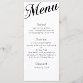 Menu classique pour le dîner. Table mariage tradit (Devant)