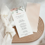 Menu Classique Rose Rose Rose Rose Floral<br><div class="desc">Cette carte classique à la carte à la rose rose rose rose pâle est parfaite pour un mariage rustique. Le design est composé d'élégantes aquarelles rose roux et de feuillage vert, soigneusement assemblés en de beaux bouquets. Ce menu peut être utilisé pour une réception de mariage, un dîner de répétition,...</div>