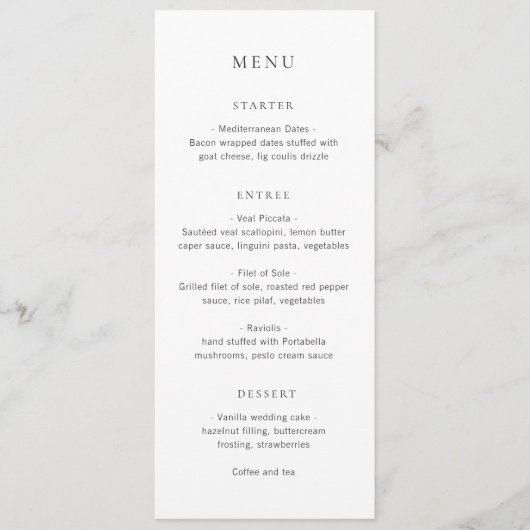 Menu Clean Black and White Monogram Modern Wedding (Devant)