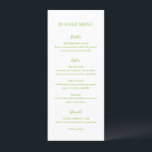 Menu Clean Lime Green Mariage élégant<br><div class="desc">Menu de mariage élégant avec une disposition minimale et propre avec le titre dans une police très grande.</div>