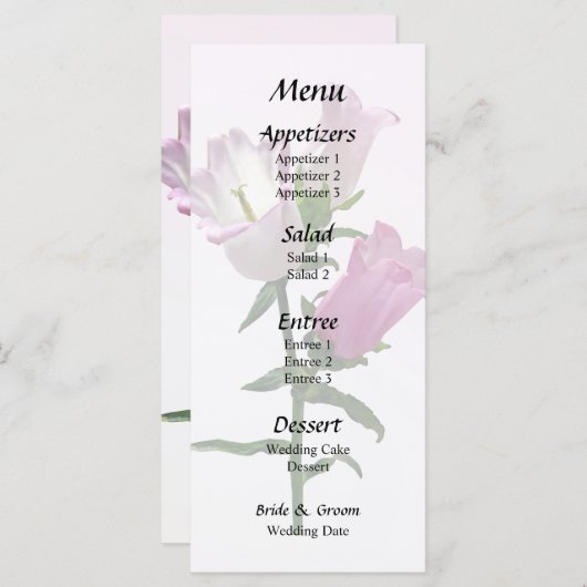 Menu Cloches de Canterbury roses (Devant / Derrière)