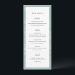 Menu Coastal Chic Muted Green Mariage élégant<br><div class="desc">Menus de mariage élégants avec un arrière - plan d'art abstrait peint à la main,  parfait pour un mariage côtier ou à la plage.</div>