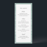 Menu Coastal Chic Muted Green Mariage élégant<br><div class="desc">Menus de mariage élégants avec un arrière - plan d'art abstrait peint à la main,  parfait pour un mariage côtier ou à la plage.</div>