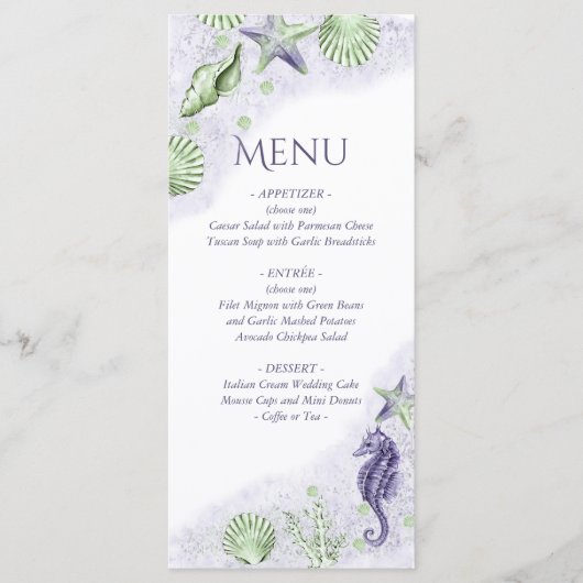 Menu Coastal Chic | Parti vert pourpre et citron vert (Devant)