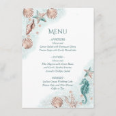 Menu Coastal Chic | Turquoise Green et Coral Reef Party (Devant)