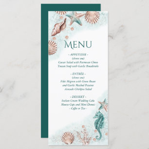 Menu Coastal Chic   Turquoise Green et Coral Reef Party