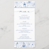 Menu Coastal Lighthouse Blue Toile Wedding (Devant)