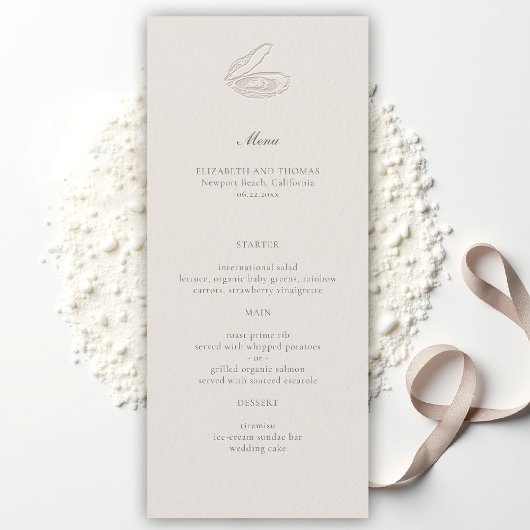 Menu Coastal Nautical Oyster Classic Ecru Wedding