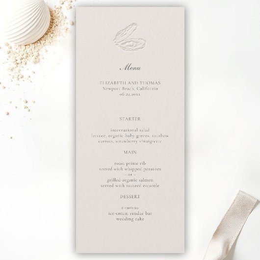 Menu Coastal Nautical Oyster Classic Wedding Ecru