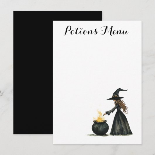 Menu cocktail Potions (Devant / Derrière)