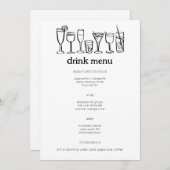 Menu Cocktails Doodle Sketch Modern CUSTOM Boire (Devant / Derrière)