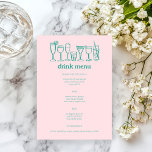 Menu Cocktails Doodle Sketch Modern CUSTOM Boire<br><div class="desc">Utilisez ces cartes de menu fantaisiste amusantes pour votre mariage, votre fiançoire, votre douche nuptiale ou tout autre événement. Main dessinée par moi pour toi. Entièrement modifiable, ajoutez votre propre texte ou couleur arrière - plan. Cliquez sur "personnaliser" pour modifier le texte et "modifier la conception" pour modifier les polices,...</div>