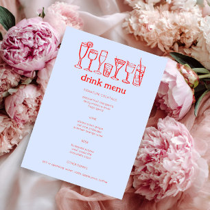 Menu Cocktails Doodle Sketch Modern CUSTOM Boire
