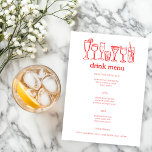 Menu Cocktails Doodle Sketch Modern CUSTOM Boire<br><div class="desc">Utilisez ces cartes de menu fantaisiste amusantes pour votre mariage, votre fiançoire, votre douche nuptiale ou tout autre événement. Main dessinée par moi pour toi. Entièrement modifiable, ajoutez votre propre texte ou couleur arrière - plan. Cliquez sur "personnaliser" pour modifier le texte et "modifier la conception" pour modifier les polices,...</div>