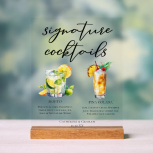 Menu Cocktails Signature Mojito Piña Colada Cool