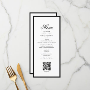 Menu Code QR Mariage de Monogramme noir élégant