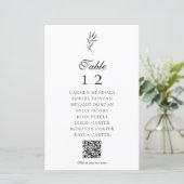 Menu Code QR Minimal Élégant Plan de table Mariage (Debout devant)