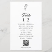 Menu Code QR Minimal Élégant Plan de table Mariage (Devant)