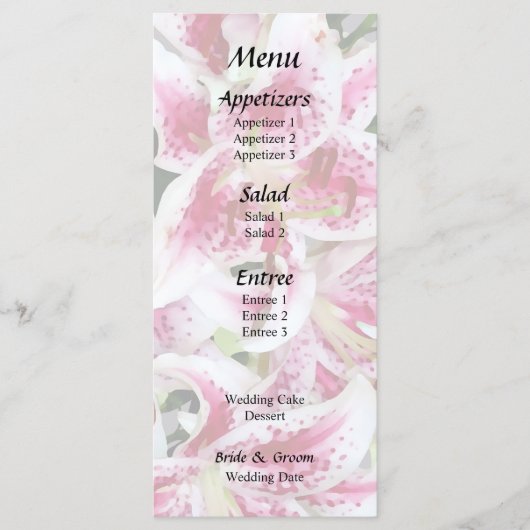 Menu Cœur avec lis Stargazer (Devant)