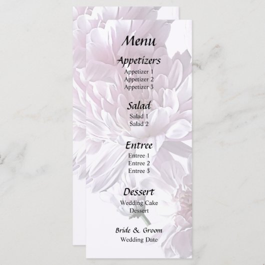 Menu Coeur Chrysanthème rose (Devant / Derrière)