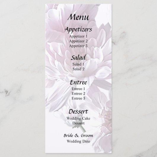 Menu Coeur Chrysanthème rose (Devant)