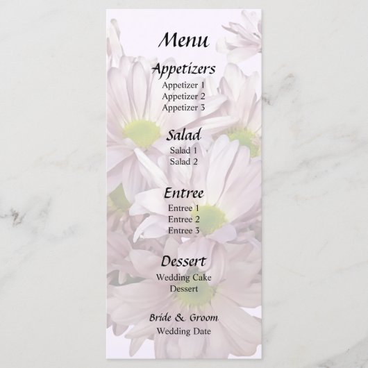 Menu Cœur de Mums Marguerite Rose (Devant)